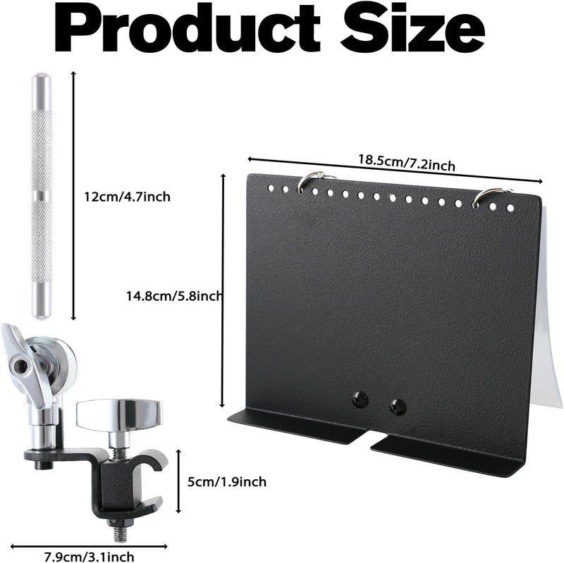 RANMING Drum Set Mounting Clamp Drum Hoop Mount Music Stand Clamp for Snare Drums and Toms Drum Set Clamp with Straight-Shaped Sheet Music Arm ,Drum Set Extension Mount for Percussion Instruments - Image 2